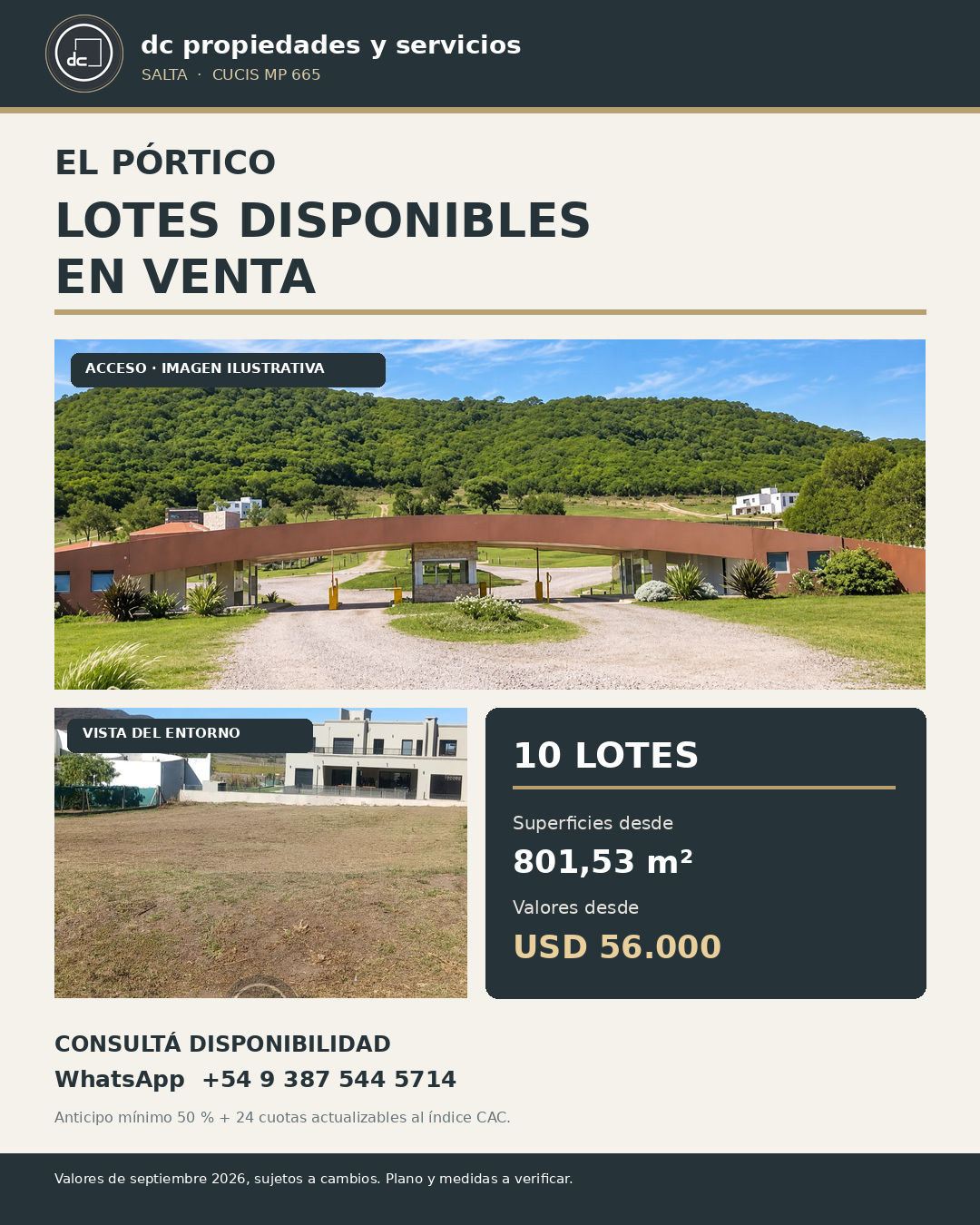 El Pórtico · Lotes en venta desde 801,53 m²
